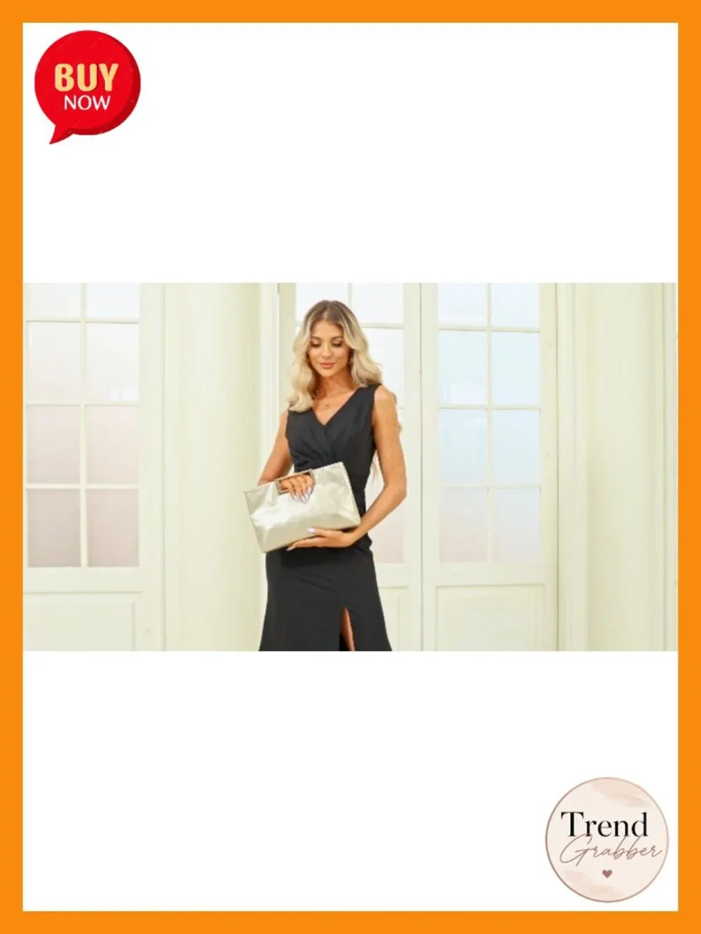 Women's Convertible Clutch Purse with Chain Strap - Vegan Leather Evening Bag